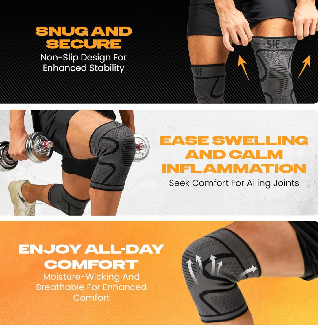 Special Essentials Knee Brace - Compression Sleeve for Men & Women - 2 Pack, Supports Meniscus Tear, ACL, Arthritis, Knee Pain