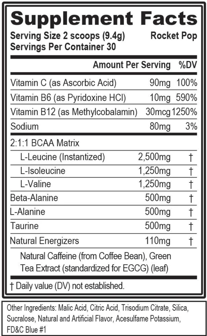 Evlution Nutrition BCAA Energy Amino Acid Pre-Workout Powder - 30 Servings, Rocket Pop